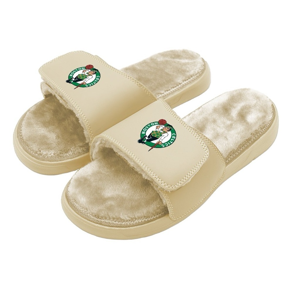 NEW! iSlide Men's Boston Celtics Dune Faux Fur Slide Sandals Size 10